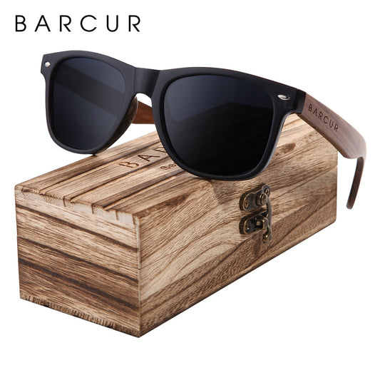 BARCUR Black Walnut Polarized Sunglasses (Wooden Box)