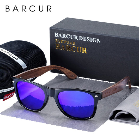 BARCUR Black Walnut Polarized Sunglasses (Zipper Box)